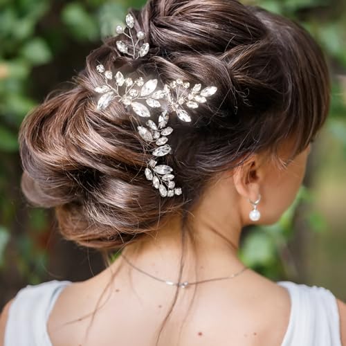 5 st bruiloft Rhinestone haarspelden, Crystal bruid haar accessoires zilveren bloem parel haar sieraden Franse bruids haar clips voor vrouwen meisjes updo verjaardag bruidsmeisjes