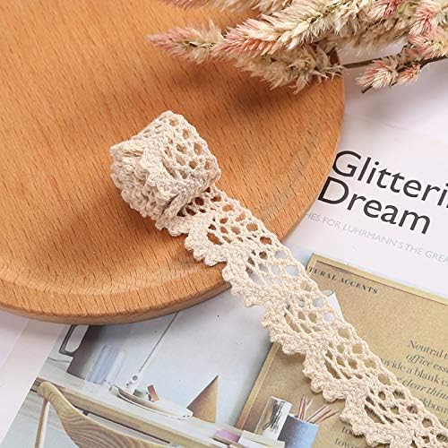 Lace Ribbon Ca. 20 m Lace Trim Vintage Kant Gehaakte Kant Decoratie Lint Katoen Decoratieve Tape Lace Stof voor het naaien van ambachten Bruiloft Decoratie (Beige35)