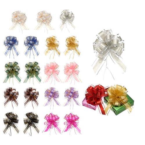 20 stuks Grote Pull Bow, Cadeauverpakking, 20cm Ribbon Organza Metallic 10 Kleuren Bows for Cadeauverpakking, Bruidsmanden Auto