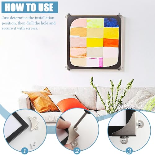 Spiegel Corner Brackets Spiegel Corner Montage Bracket Metalen Photo Frame Bescherming Hoeken Spiegel hangen Kit voor het bevestigen van Badkamer Glas Spiegel Hangende Foto's 5