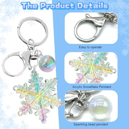 Verblindende sleutelhanger voor vrouwen, acryl sneeuwvlok hanger sleutelhanger tas Charm Lucky hanger Kerstmis sleutelhanger voor stelletjes minnaar mam vrienden met een auto, wit, een maat, wit 4