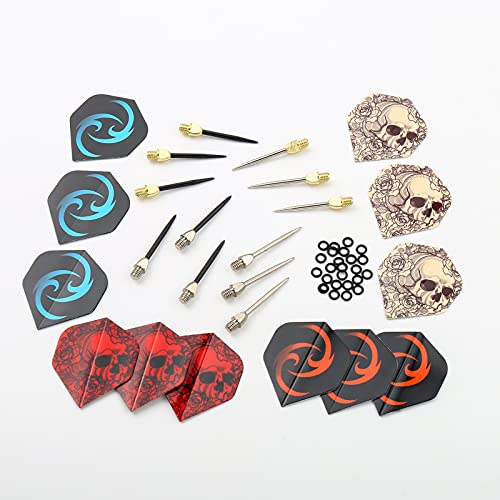 Dart tips 12 stuks dart en dart vluchten - 4 sets dart tips en 4 sets dart vluchten en dart gums (4 kleuren) 4
