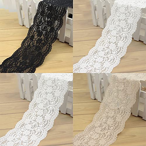 3m x 10cm Lace Trim Vintage Lace Ribbon Border Katoen Decoratieve Lint Decoratieve Lint Decoratieve Lint Decoratieve Lint Stof Kant Trim voor DIY Ambachten, Bloemenverpakking, Tafelkleed Decoratie, Cadeaupapier 4