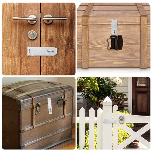 2 Stuks Deursloten Latch Lock, 15cm 304 Roestvrij stalen veiligheidspak slot Latch Latch met schroefjes voor de deur Vensterkast Huisdierkooi Toolbox Barn Fence 3