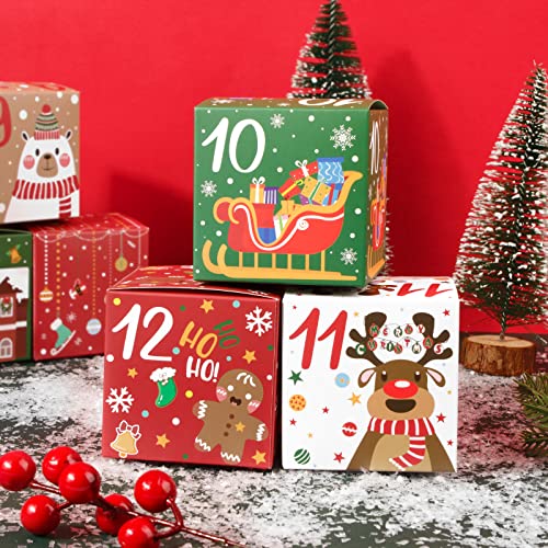 Advent kalender voor het vullen, 24 stuks, 7 x 7 x 7 cm, geschenkdoos, kerstkalender voor ambachten, papieren doos, geschenkdozen voor Kerstmis, geschenken voor kinderen, enz. 5