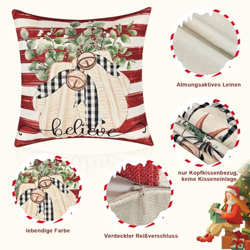 Kerstkussensloop (roodwit) 3