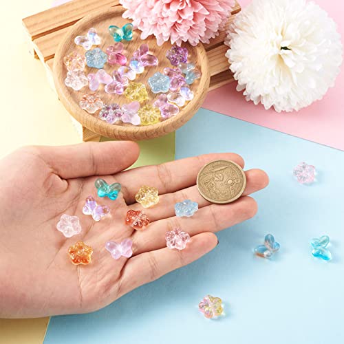 80 st Bloem Vlinder Glazen Kralen - Transparante Crystal Plum Blossom Spacer Kralen voor armband oorbellen DIY zomer ambachten sieraden maken 5