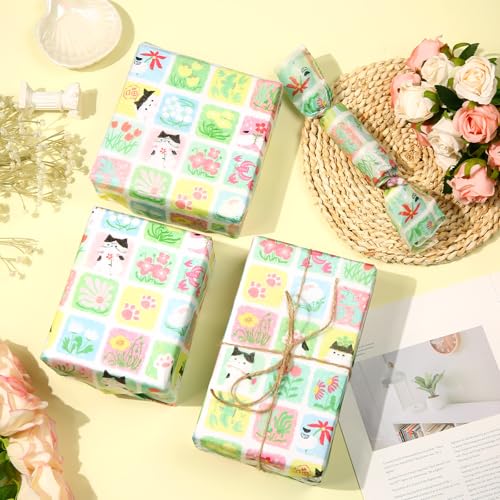 30 vel papier, 50x35cm Schattige verpakking Papier Cadeaupapier voor verjaardagen Baby Douches Huisdier partijen DIY Craft Supplies (Groene kat) 3