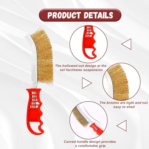 Messing borstel 3 stuks Messing Draadborstel Kleine draadborstel met roestvrij staal, messing en Nylon Bristles voor het reinigen van verf Slag en Rust en Grill Rust 4