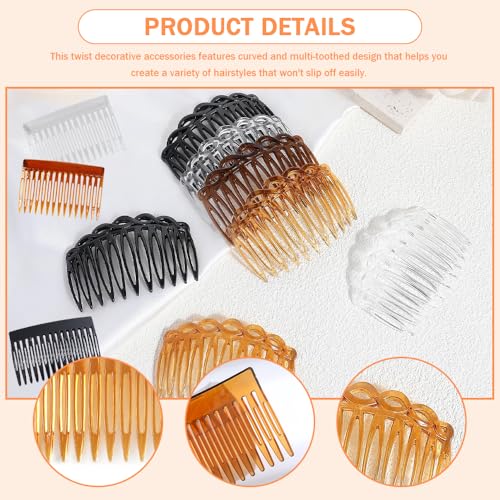11 stuks Frans Side Hair Combs Twist Decoratieve Accessoires Plastic Headwear Accessoires Dames Hair Comb Decoratie voor vrouwen Bruids bruiloft Veil Meisjes Dikke (5 kleuren) 4