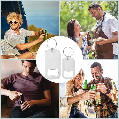 4 st. Flat Bottle Opener Keychain Bier Fles Opener Roestvrij stalen Keychain Bier Soda Fles Opener Draagbaar voor thuis Keuken Bar Party Restaurant 3