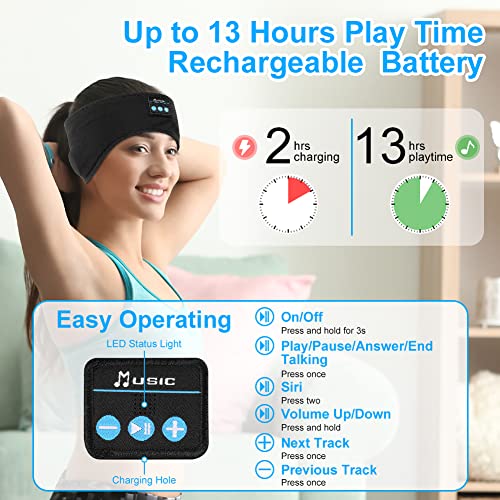 Slaapkoptelefoon, Bluetooth draadloze hoofdband met ultra-dunne HD Stereo-luidsprekers voor sport, Side Sleep, Yoga, Fitness, Ontspanning 4