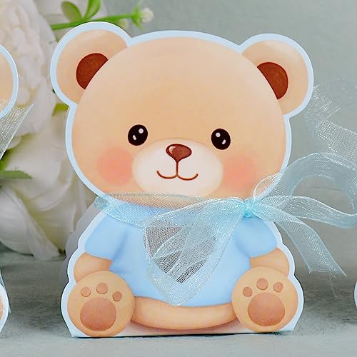 Verpakking van 50 babyberen, cadeaudoosjes, geschenkdoosjes voor gasten, babyshower, geschenkdoosje, blauw, leuke geschenkdoosjes voor gasten, doop babyshower, geschenkverpakking etc. 4