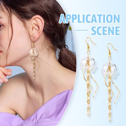 Glass Jellyfish Charms Hangers Bell Flower Drop Dangle oorbellen met lange Tassels ketting voor DIY Wind Chime oorbellen sieraden maken, Glas 4