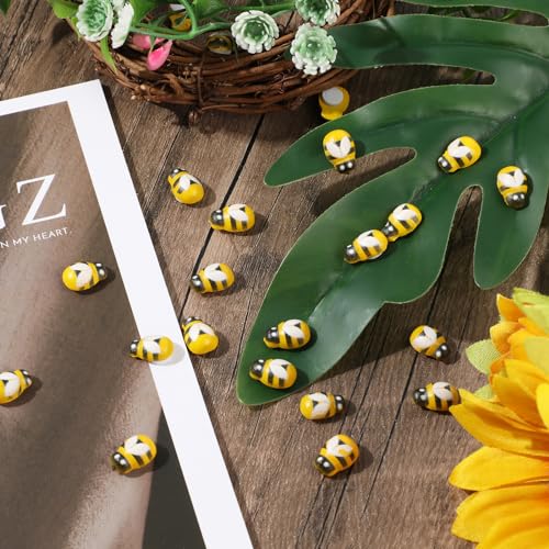 100 st. Minihars dieren Zelfklevende kleine houten hommels voor ambachten, bijen decoratie geschilderd Flatback ambachtelijke bijen voor scrapbooking Baby verjaardag feest decoratie 4