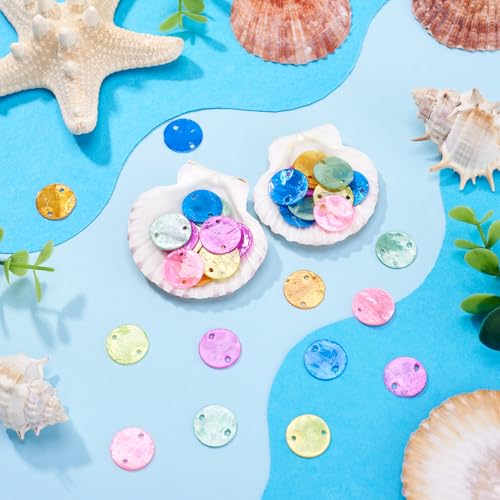 70 st. Platte ronde Shell Charms Seashell Link Charms Disc Coin Zomer Strand Tiny Connectors voor sieraden armband ambachtelijke ketting DIY Women Keychain Accessory Decoration, Shell, Nee, shell, nee 4