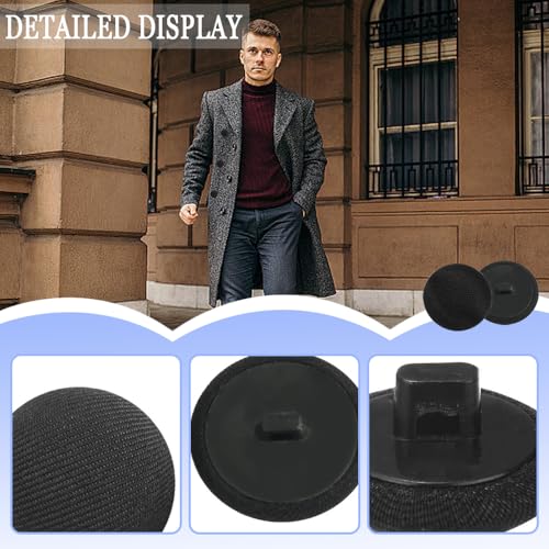 40 st. Stof Knop rond Plastic Naaiknoppen Zwarte Satijnen Knoppen Gladde Satijn Overdekte Ronde Tuxedo Knoppen voor Suites Dress Blouses Coat Coat DIY Project 4