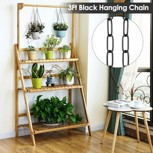 0.9m stalen ketting, roestvrij stalen ketting met 2 sloten, zwarte ketting voor opknoping, schakelketting voor het aansluiten van verschillende lampen, kooilampen, plafondlampen, kroonluchters, enz. 3