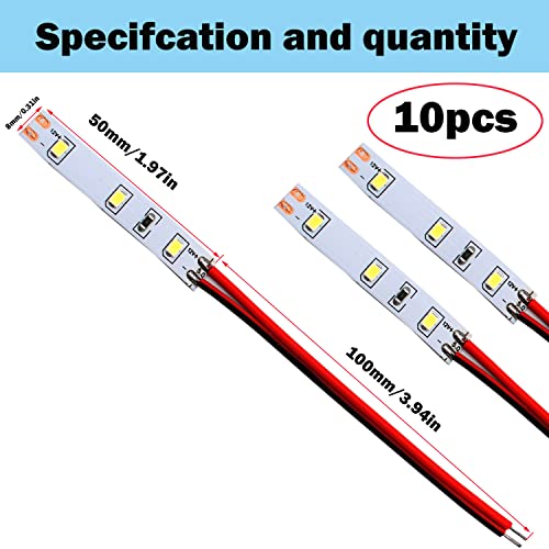 10 stuks 12-18 V 3-LED huisverlichting 5 cm wit met kabel 10 cm, modelbouw LED-verlichting, modelbouwverlichting, modelspoorverlichting
