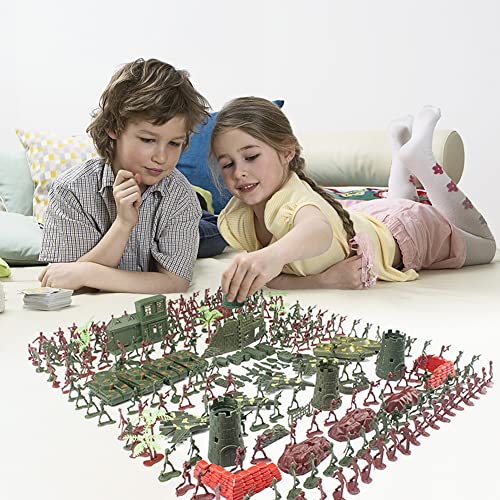 290 stuks leger mannen leger soldaat plastic speelgoed, militaire actie figuren spelen set met mini tank voertuigen Panzer anti-lucht vliegtuigen, helikopter soldaat cijfers en accessoires voor kinderen 3