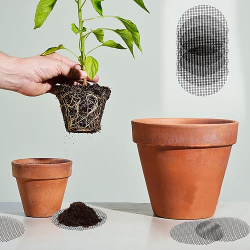 150 Stuks Bloempot Mesh Pads, Plastic Mesh Sheet, Ademende Plant Pot Bottom, Ronde Plant Potten, Pad, Tuinieren, Bloem Pot, Gat, Mesh Mat om bodemverlies Drainage Screens voorkomen (Zwart) 4