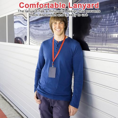 50 stuks lanyard met draibare sluizing, slimmekoord voor kinderen, 45 cm slimmekoord voor kaarten, slimmekoord voor identiteitskaarten, medewerkers, bezoekers (rood) 5