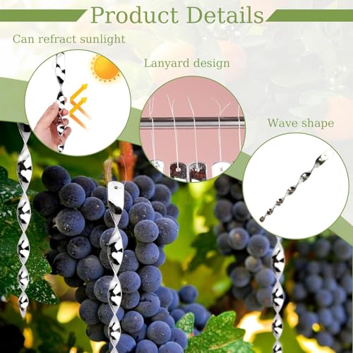 Verpakking van 12 Reflecterende vogelverschrikkers, Reflecterende Windspiraal, Windspiraal, Vogelafstotend, Vogelafstotend, voor de bescherming van bloemen, Tuinverf, Binnenplaats, Patio (30 cm) 4