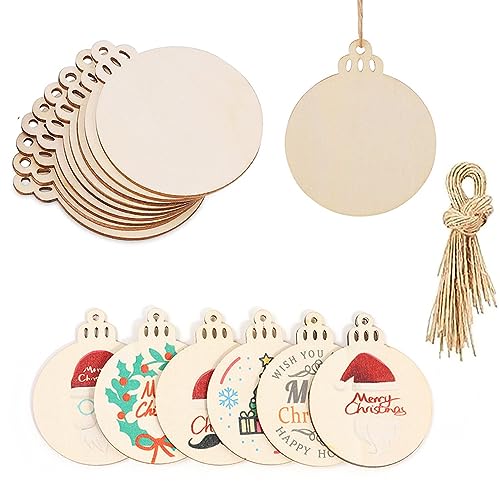 Kerstmis boom sieraden hanger Kerstmis decor houten hanger met touw DIY boom hangen ornamenten werk handgemaakt voor decor (Kerstbal)