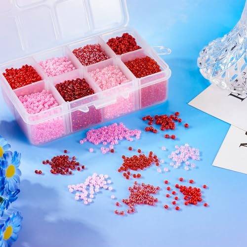 160G rood en roze glas zaad kralen 2mm ronde ambachten zaad kralen 12/0 glas zaad kralen glanzend zaad kralen bulk voor levering ambachtelijke armband ketting oorbellen sieraden maken 3