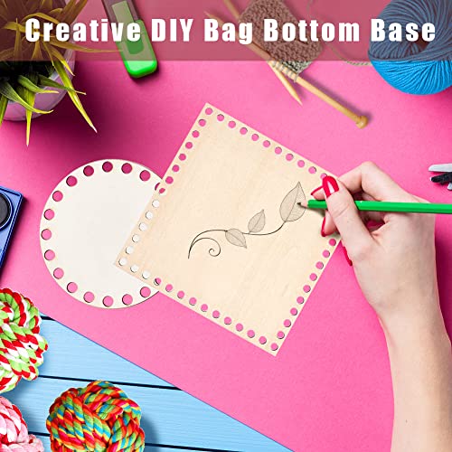 Zak bodem voor haak, 2 maten, Creative Square Ronde Bag Bottom Natural Wood voor Haakvideo, Handgemaakte zak bodem voor DIY mand vlechten, ambachten, Home Decor 5