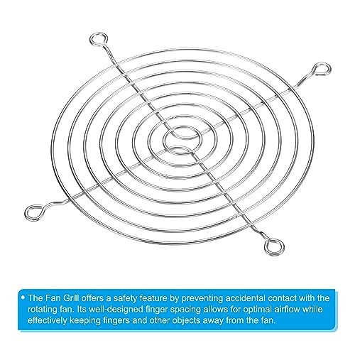120mm Fan Finger Grill, 2 Pack 304 Stainless Steel Grill Protector Guard Ventilator Beschermhoes voor 120x120mm Fans voor apparatuur Computer DIY, Zilver 4