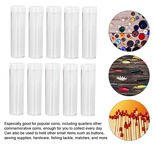 Munten buizen, Duidelijke Plastic Munten Tube met Kussen Sponge, Munten Coin Collection Organizer voor 25mm/0.98 Inch Munten centen, Pennies Collectie 3