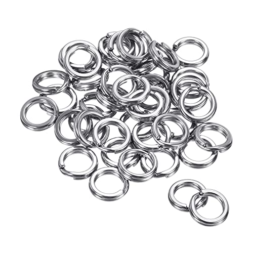 1.6mm x 12mm Vissen Split ringen, 50 Pack 304 Roestvrij staal Dubbele Flat Ring Lure Connector voor Zoutwater Zoetwater