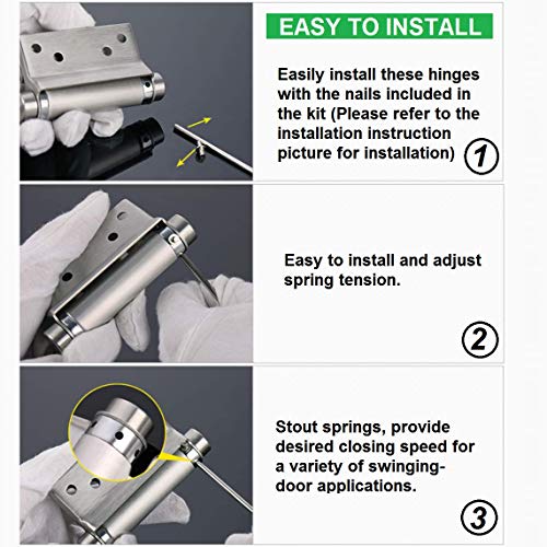 2 stuks slingerdeurscharnier, roestvrij staal, scharnieren, draaideur, deurscharnier, zware belasting, deurriem, scharnier, dubbele actie, veerscharnier voor draaideur, draaideur, bar 5