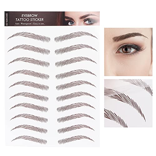 Wenkbrauw Tattoo Sticker, Eyebrow Transfers Stickers Waterdicht 4D Haar als Care Shaping Eyebrow Sticker Valse wenkbrauwen Lange aanhoudende waterdichte make-up Eyebrow Transfers(Brown-08)