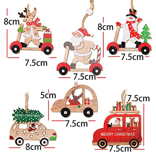 18 st Houten kerst decoratie hangers kleurrijke houten hang ornamenten kerst hanger decoratie voor kerstboom decoratie cadeau Esc (6 stijlen)