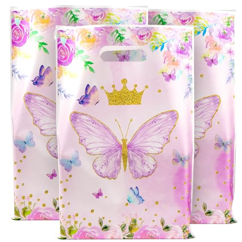 30 stuks Butterfly Sweets voor feesttassen, Bloemenfeesttassen, Plastic Cadeautassen voor Baby Douches, Party Favors, Meisjes en vrouwen Verjaardag Decoratie
