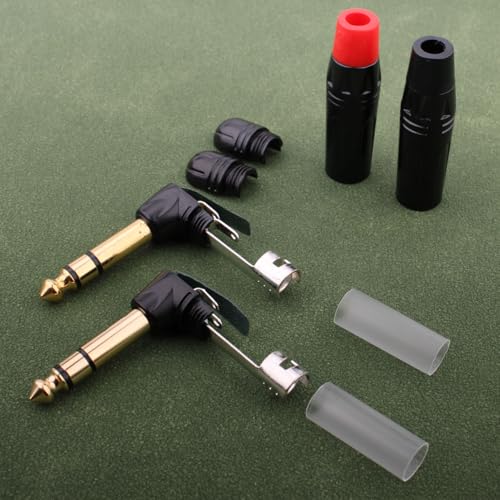 1/4" Audiopluggen 6.35mm Plug TRS Man 1/4" Solder Type 90 Degree Straight Angle Stereo Plug voor DJ Mixer Speaker Kabels Gitaar Kabels Phono Patch Kabelmicrofoonkabels (2pack) 3
