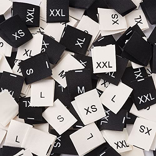 480st Naaimaten Label geweven Polyester Naaikleding Maat Tags Mode Geborduurde Lint Tags voor Naaien op Kleding T-Shirt Coat, 6 Maat XS/S/M/L/XL/XXL 3