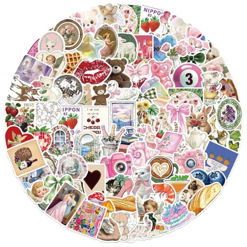 Esthetiek Y2K Meisjes Stickers voor tieners en volwassenen, 100 stuks, Y2K Esthetische waterdichte Vinyl Sticker Set, Auto, Motorfiets, Fiets, Skateboard, Snowboard, Bagage, Laptop, Koffer, Helm