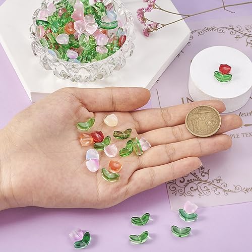 80set tulp & bladlampwerk glazen kralen voor sieraden maken 5