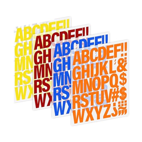 4 Vellen Strijkbrieven voor kleding, 5cm/2" strijkbare Vinyl Brieven met warmteoverdracht voor kleding, T-shirts, alfabeten en naamafdrukken (geel/rood/blauw/oranje)