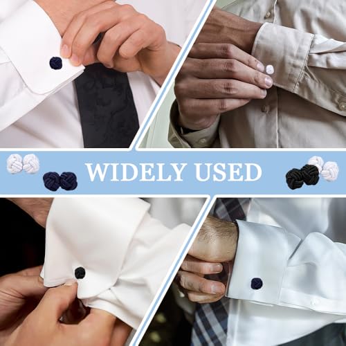 18 stuks Mannen Vrouwen Silk Stof Button Twisted Manchetknopen Set Premium Solid Knit Button Manchetknopen Elastische Stof Twist Button Gevlochten voor Shirt Dress Business Bruiloft(3 3