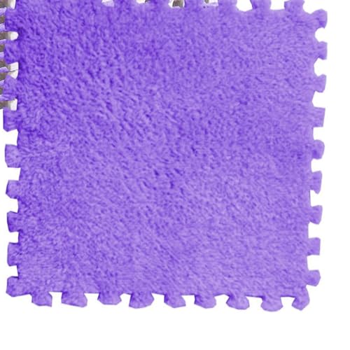 10Stuks 30x30cm/11.8x11.8in Plush Puzzle Foam Floor Mat, Anti Slip Puzzel Ruimte Tapijt Speelmat voor de kamervloer (PURPLE)