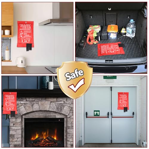 Branddeken voor thuis Keuken, 1m x 1m Branddeken Branddeken, Brandwerende deken,Fiberglass Branddeken Veiligheid, Branddeken Keuken Branddeken, Voor Barbecue, Auto, Camping, Garage 5