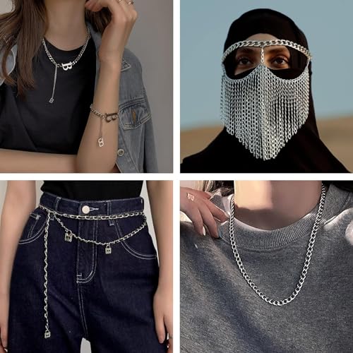 5m/Roll Link Chain Zilver Aluminium Curb Kettingen met Spool, 10 x 6,5 x 1,8 mm Vacuum Coating Mannen Ketting voor Mannen Mannen DIY armband ketting sieraden maken