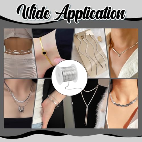 10m Flat Snake Kettingen, 2mm brede roestvrij stalen kettingen voor ketting, armbanden voor creatie, zilver, 2x0.3mm, roestvrij staal, zilver 5