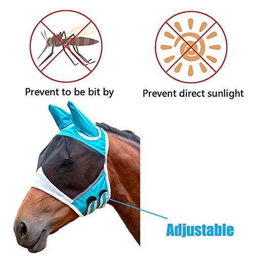 Paardenvliegmaskers Ademend paardenmasker tegen muggenmasker doorschijnend Masker met oren Fringe voor paard 4