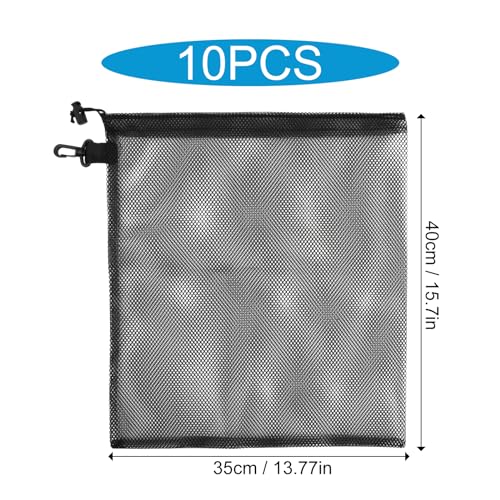 10 stuks Black Mesh koord Tassen Nylon Stof koord Bag Golf Ball Net Bag Schoen Bag Wasserij Bag Opslag Bag Strand Speelgoed Basketbal Voetbal, l, vakantie