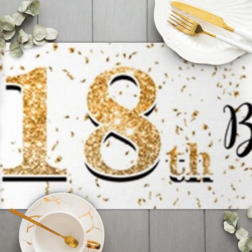 Happy tafelloper 18e verjaardag jongeren inrichting keuken ettafel inrichting tafelband verjaardagsfeest tafelkleed inrichting voor thuis, wit en goud 3